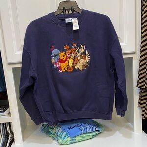 Disney Navy Sweatshirt with Cartoon Characters